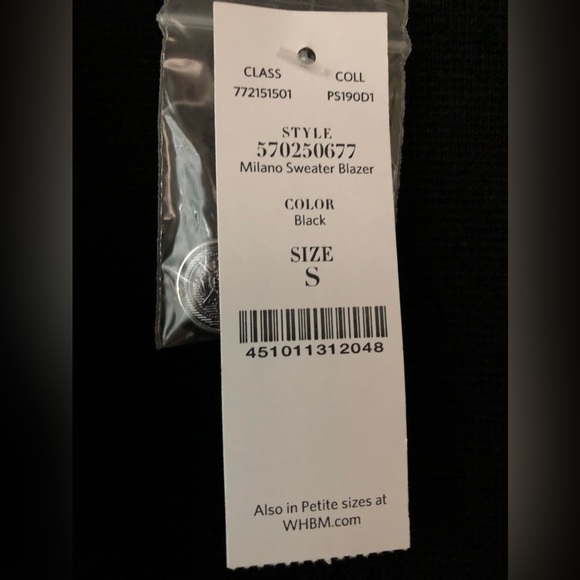 Black WHBM Milano Sweater Blazer - Size Small - NEW - Picture 4 of 5